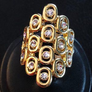 Gold Crystal Statement Ring Designer Camille Lucie France